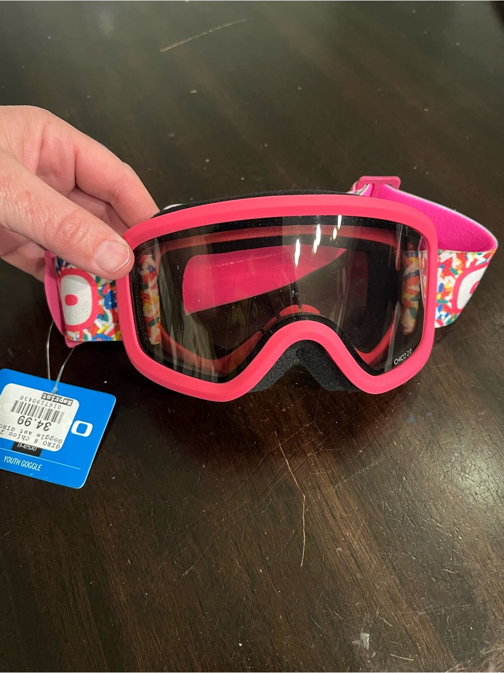 Giro & Chico Bright Pink Youth Ski Goggles with Patterned Strap